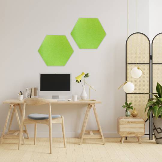 HEXAGON POLYESTER PINBOARD | 600x520mm | Granny Smith | 1pc